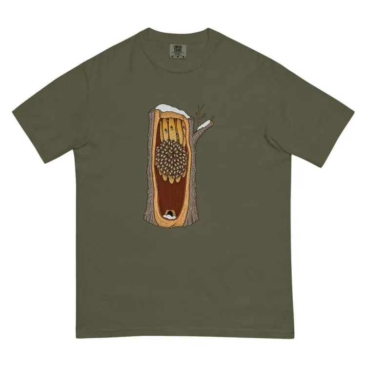 The Honeybees in Winter Tee in Sage.
