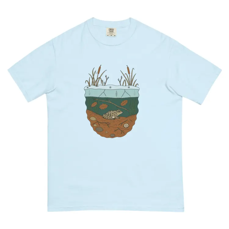 The Leopard Frog in Winter Tee in Chambray.