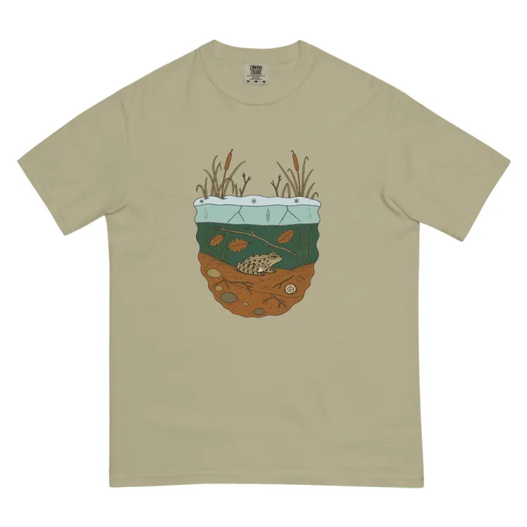 The Leopard Frog in Winter Tee in Khaki.