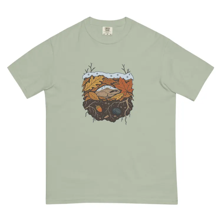 The Wood Frog in Winter Tee in Bay.