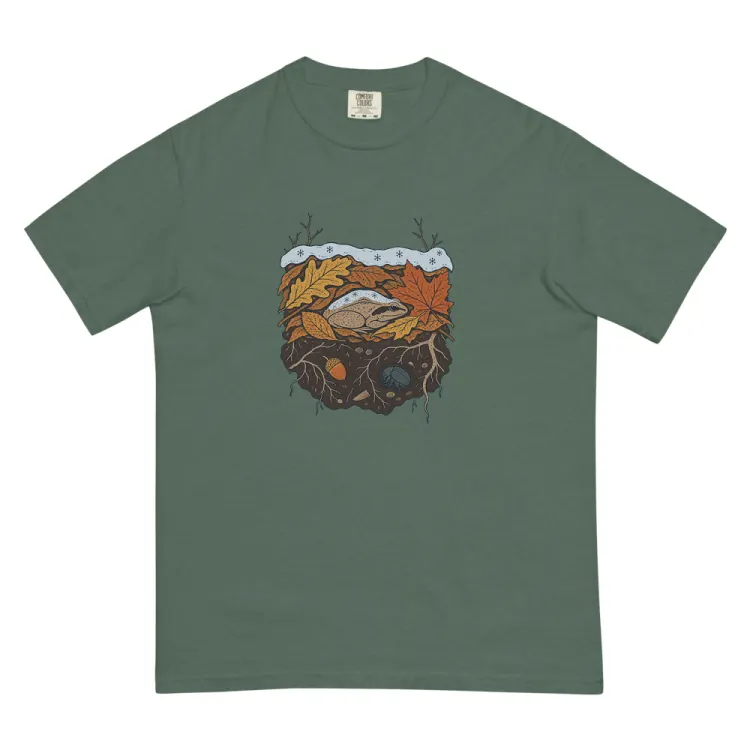The Wood Frog in Winter Tee in Blue Spruce.