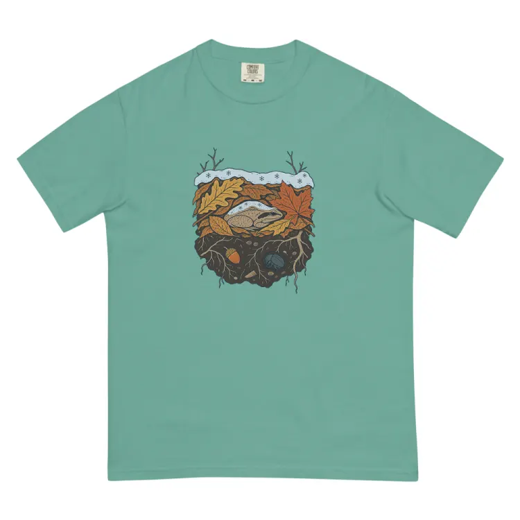 The Wood Frog in Winter Tee in Seafoam.