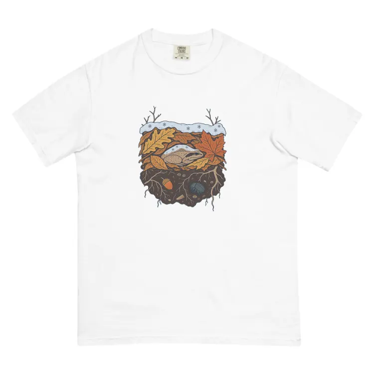 The Wood Frog in Winter Tee in White.